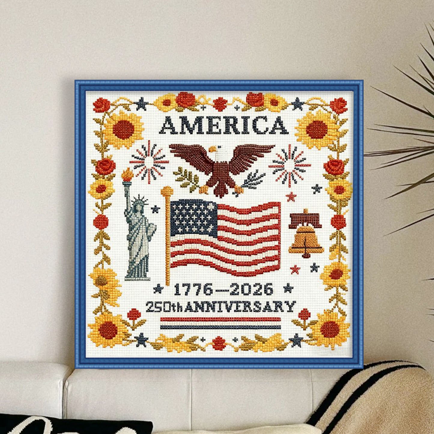 250Th Us Independence Day - Partial 11CT Stamped Cross Stitch 36x36CM - Mona Lisa