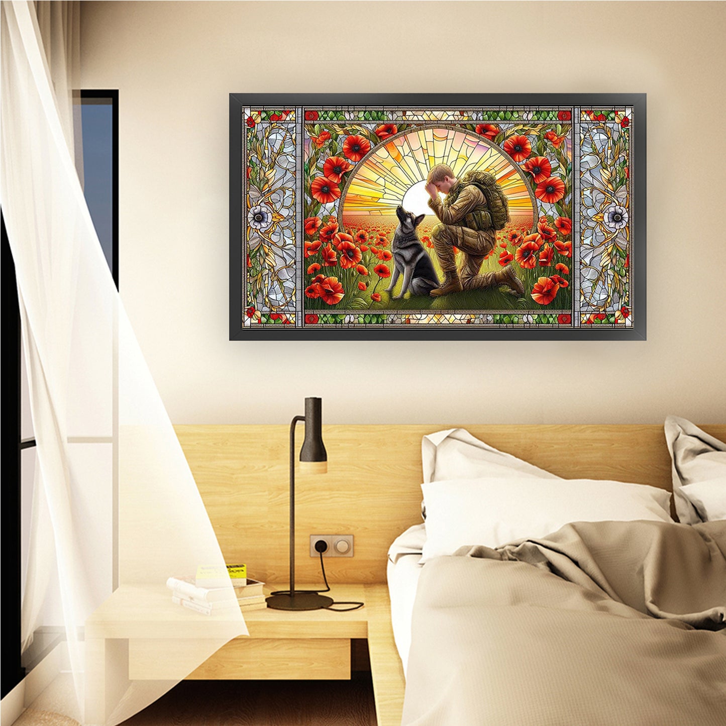 Warrior Poppy - Full 11CT Stamped Cross Stitch 70x40CM - Huacan