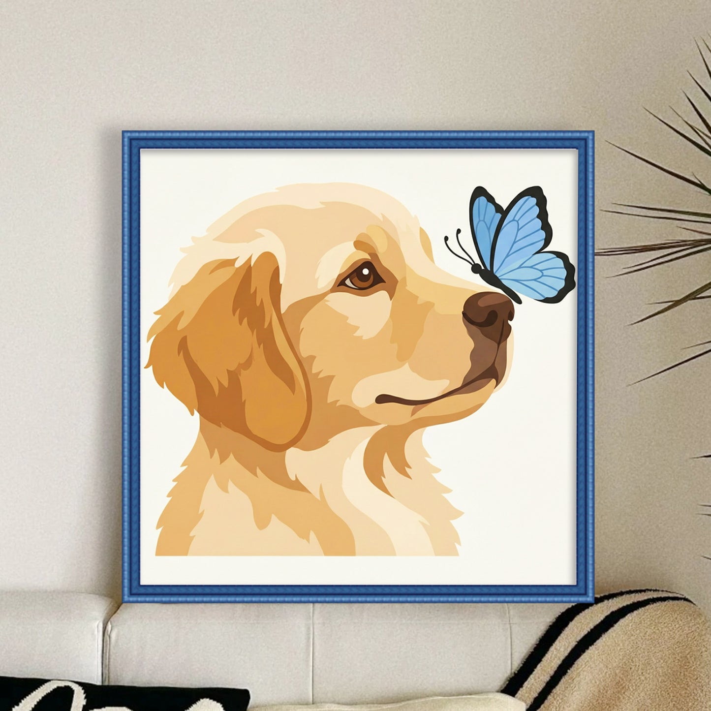 Golden Retriever - Partial 11CT Stamped Cross Stitch - Bead Embroidery 36x36CM/14.17x14.17in