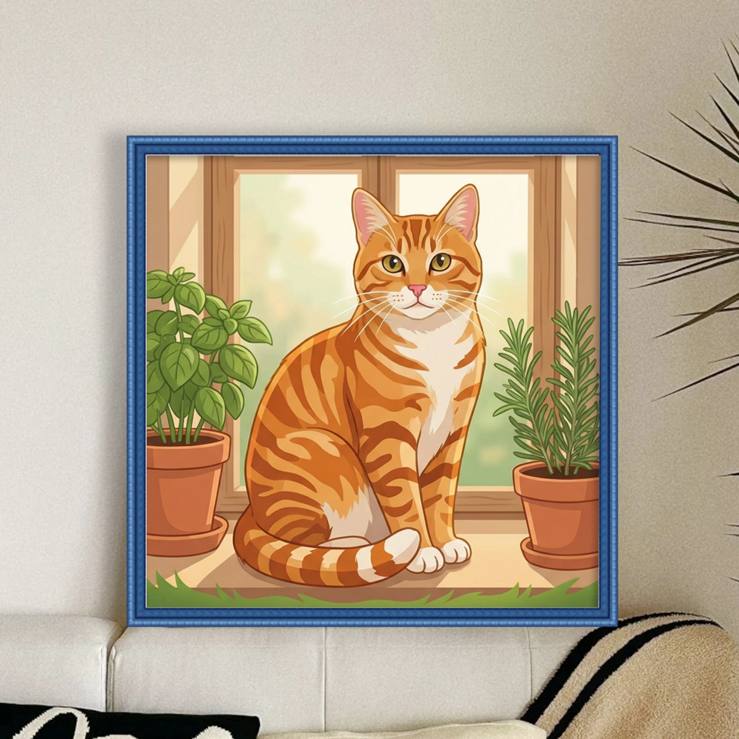 Cat - Partial 11CT Stamped Cross Stitch - Bead Embroidery 36x36CM/14.17x14.17in
