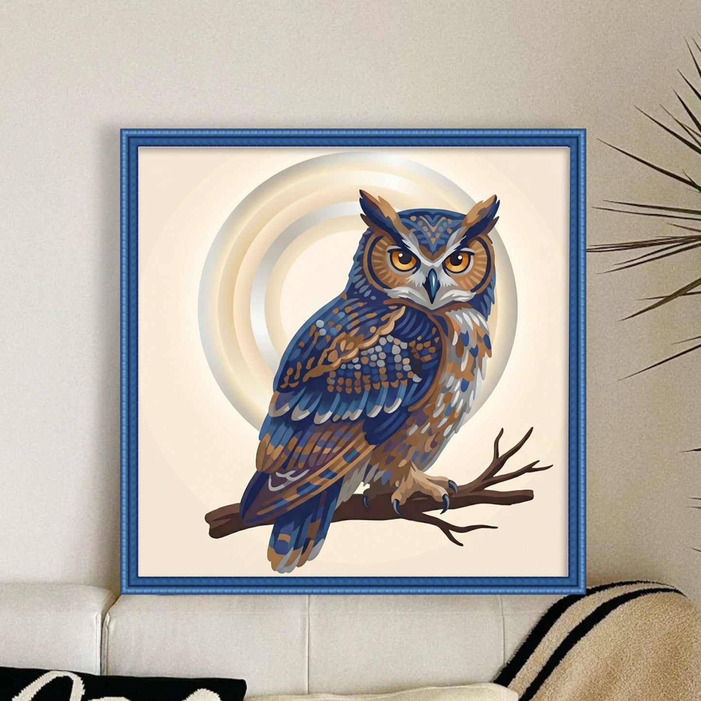 Owl - Partial 11CT Stamped Cross Stitch - Bead Embroidery 36x36CM/14.17x14.17in