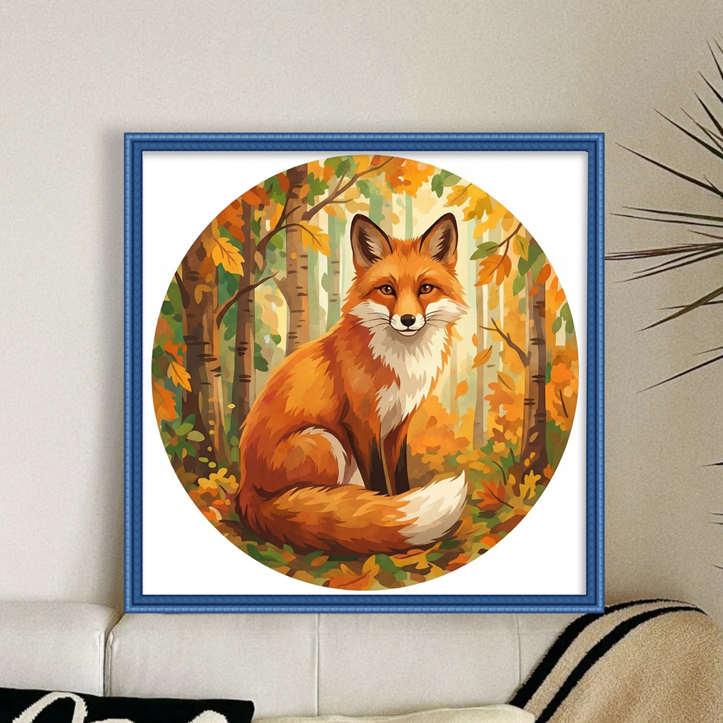 Autumn Vulpine - Partial 11CT Stamped Cross Stitch - Bead Embroidery 36x36CM/14.17x14.17in