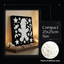 Load image into Gallery viewer, DIY Pearl Painting Kit 25x25CM Gingerbread Man Framed Handmade Pearl Material Art Set Room Wall Decoration