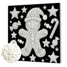 Load image into Gallery viewer, DIY Pearl Painting Kit 25x25CM Gingerbread Man Framed Handmade Pearl Material Art Set Room Wall Decoration