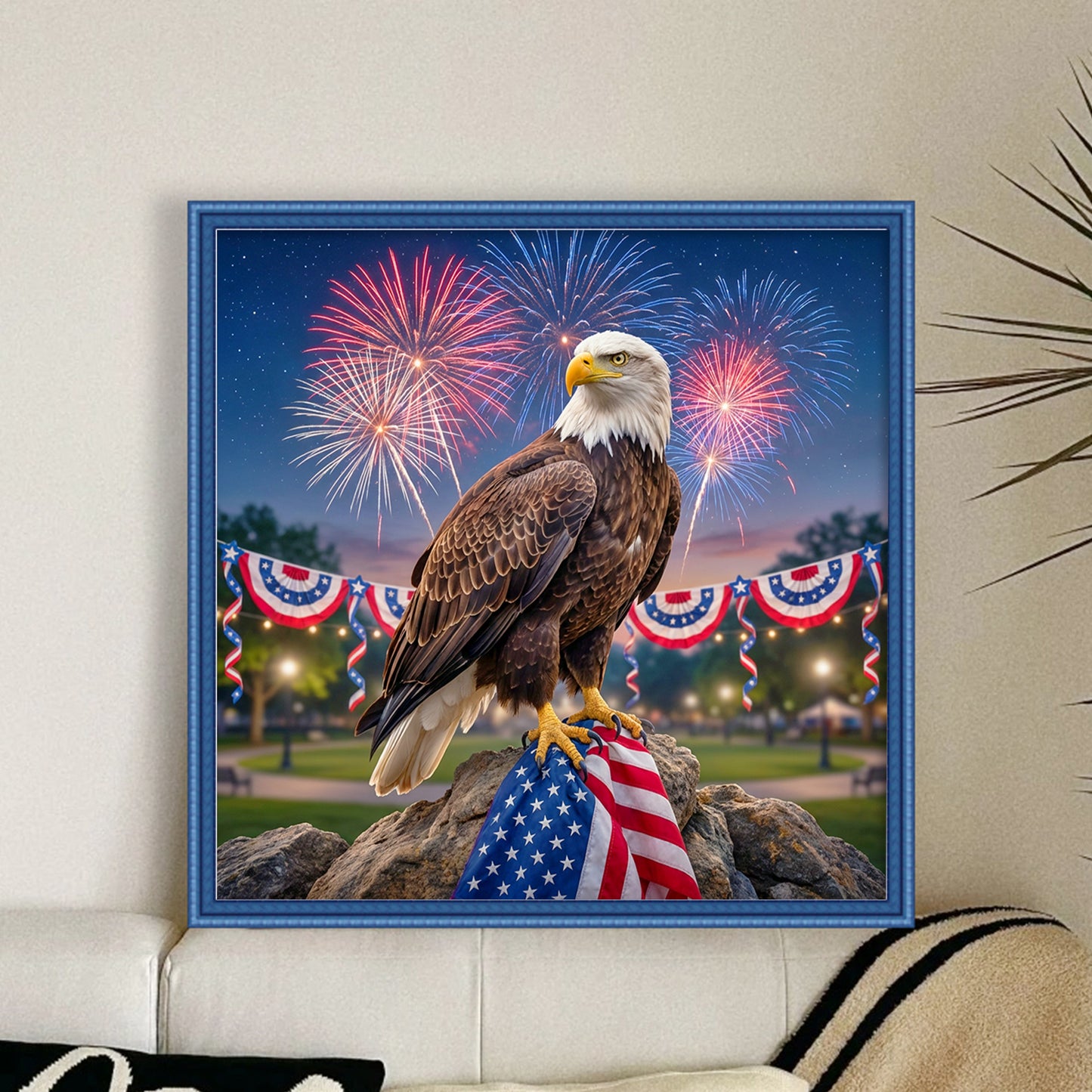 Independence Day - Full 11CT Stamped Cross Stitch 40x40CM - Yishu