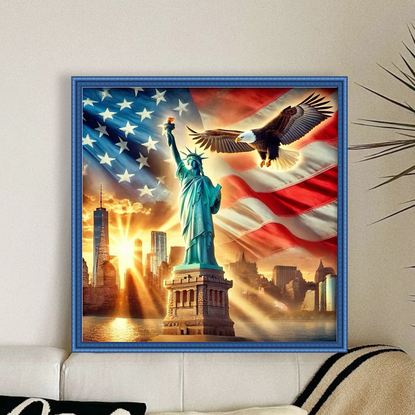 Independence Day - Full 11CT Stamped Cross Stitch 40x40CM - Yishu