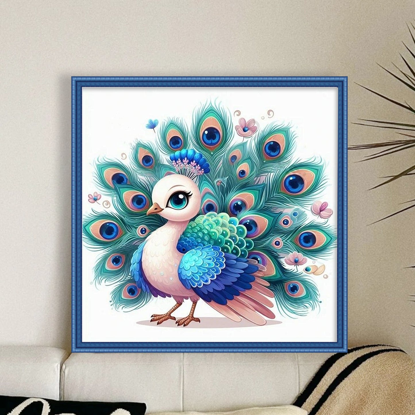 Lovely Peacock - Full 18CT Stamped Cross Stitch 20x20CM - Huacan