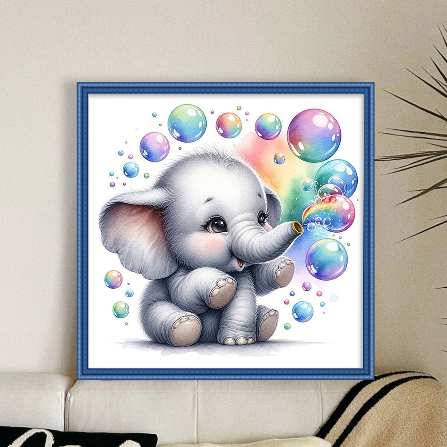 Adorable Baby Elephant - Full 18CT Stamped Cross Stitch 20x20CM - Huacan