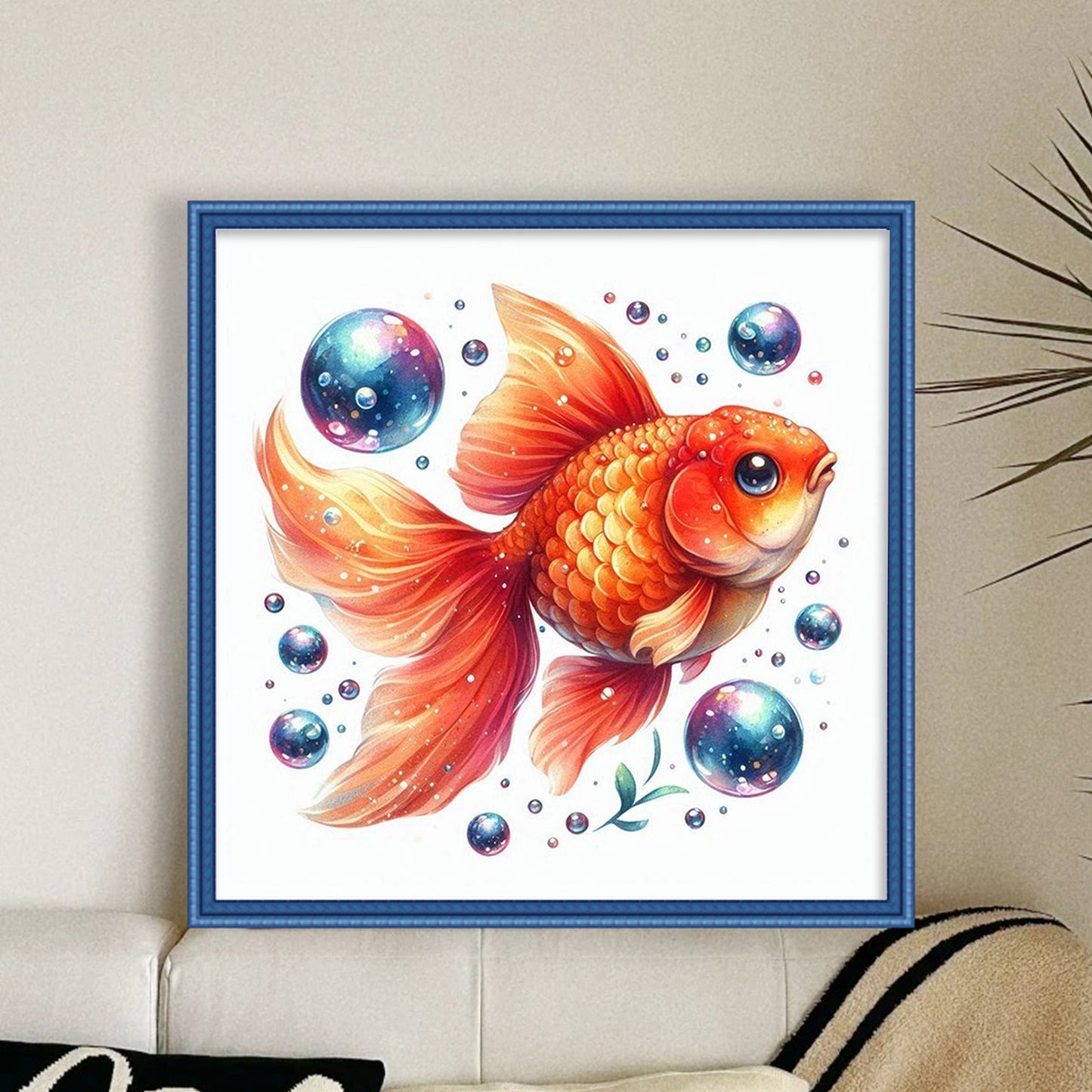 Beautiful Goldfish - Full 18CT Stamped Cross Stitch 20x20CM - Huacan