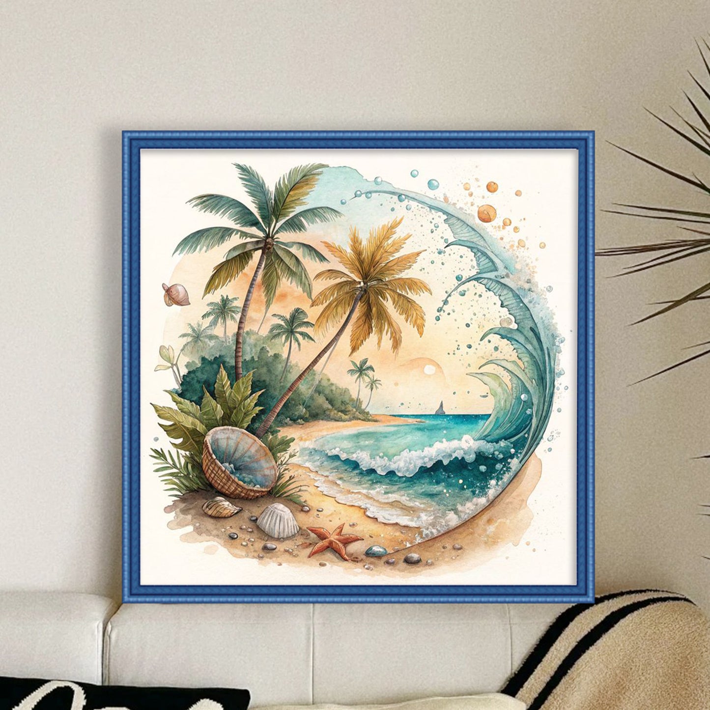 Beach Wave - Full 18CT Stamped Cross Stitch 30x30CM - Huacan