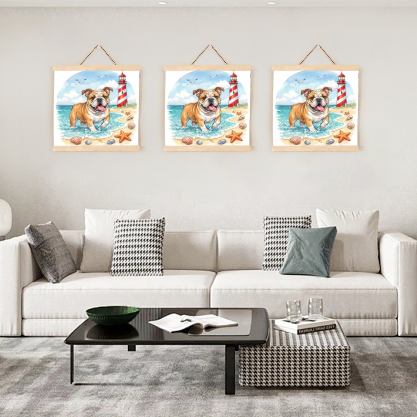 Wooden Magnetic Hanging Scroll Multi-Purpose Wall-Mounted Decorative Painting Rod Lightweight Art Work Print Hanging Holder For Canvas Paper Photo Picture (40CM White Wood)