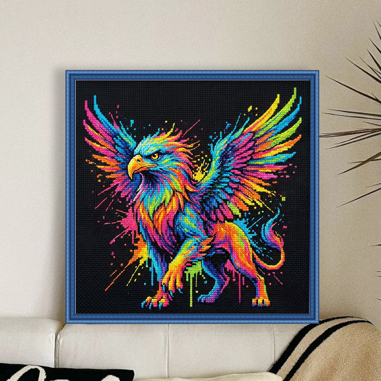 Colorful Splash Griffin - Full 14CT Stamped Cross Stitch 30x30CM - Huacan
