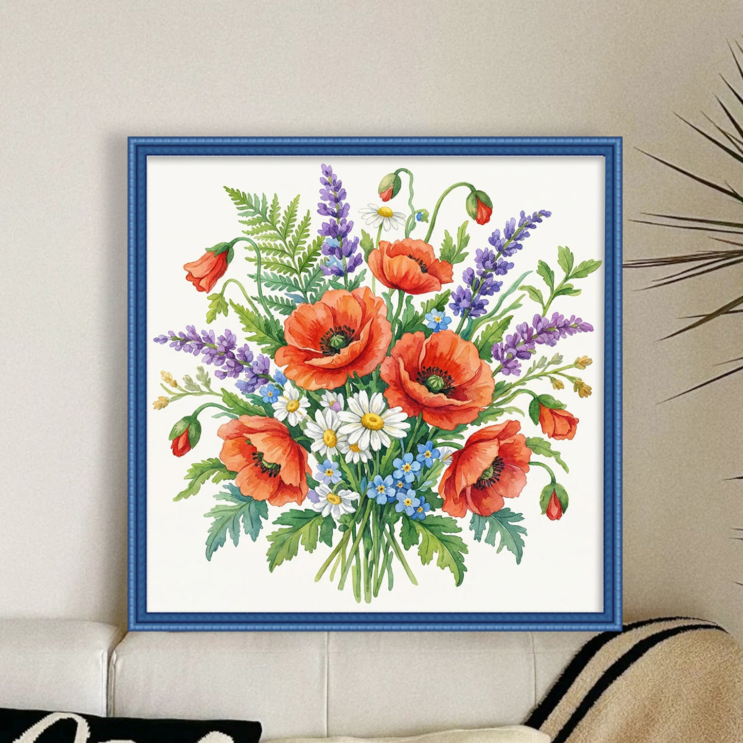 Flower - Full 18CT Stamped Cross Stitch 25x25CM - Huacan