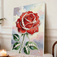 Load image into Gallery viewer, DIY Pearl Painting Kit 30x40CM Red Roses Framed Handmade Pearl Material Art Set Room Wall Decoration