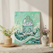 Load image into Gallery viewer, DIY Pearl Painting Kit 30x40CM Ocean Wave Crystal Box Framed Handmade Pearl Material Art Set Room Wall Decoration