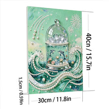 Load image into Gallery viewer, DIY Pearl Painting Kit 30x40CM Ocean Wave Crystal Box Framed Handmade Pearl Material Art Set Room Wall Decoration