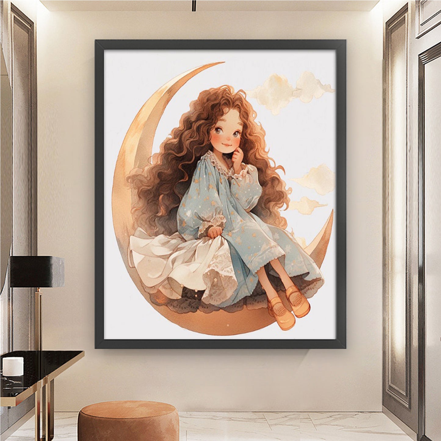 Moon Girl - Full 11CT Stamped Cross Stitch 50x60CM - Yishu