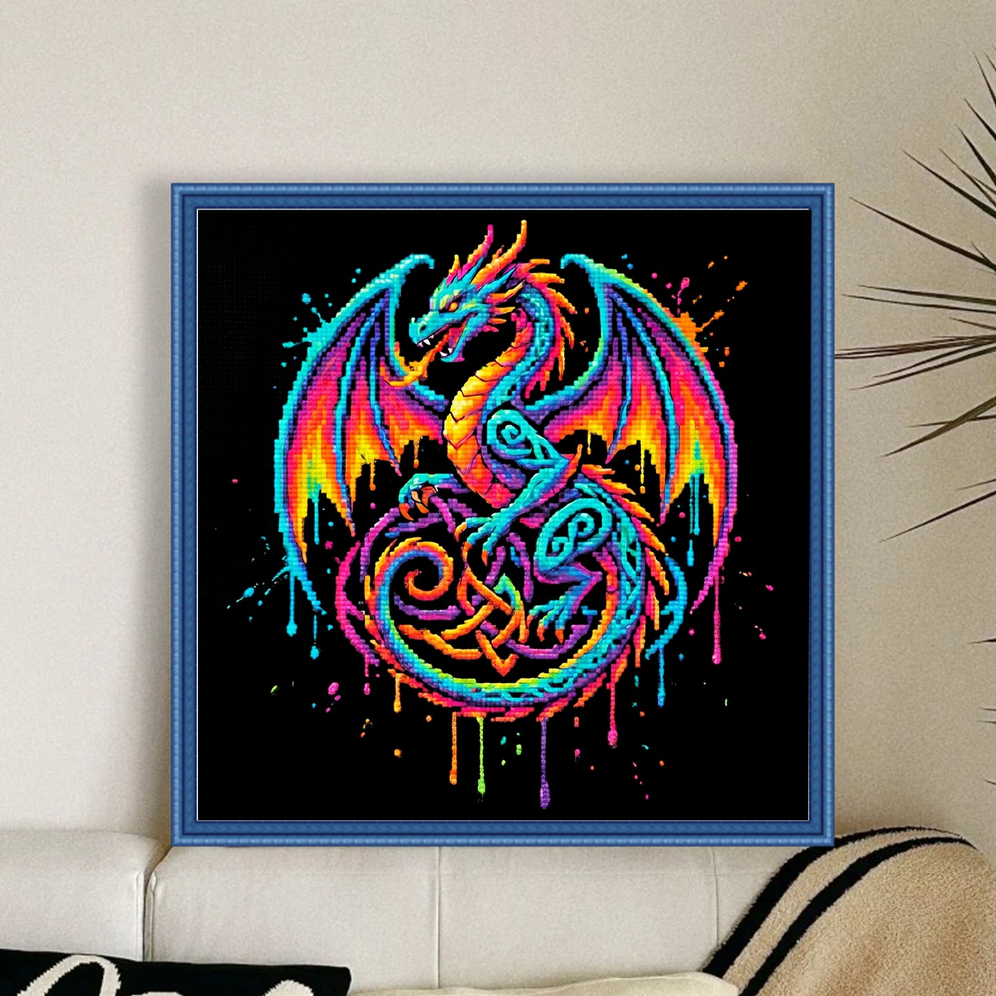 Celtic Knot Dragon - Full 14CT Stamped Cross Stitch 30x30CM - Huacan