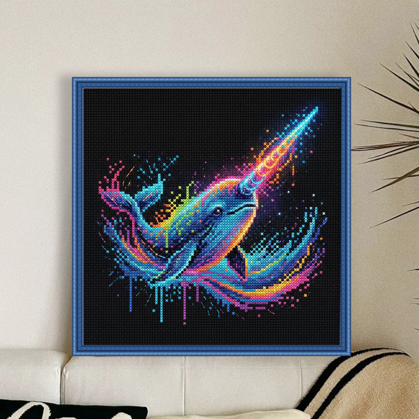 Narwhal - Full 14CT Stamped Cross Stitch 30x30CM - Huacan