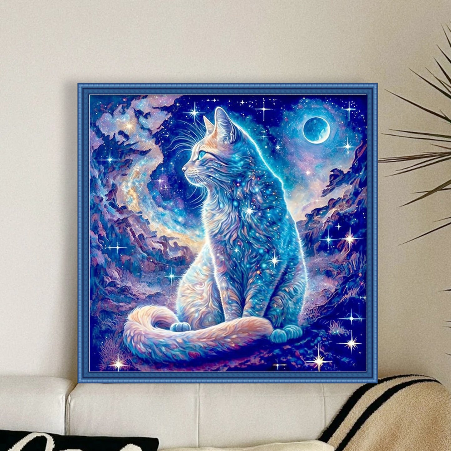 Magic Cat - Full 11CT Stamped Cross Stitch 40x40CM - Yishu