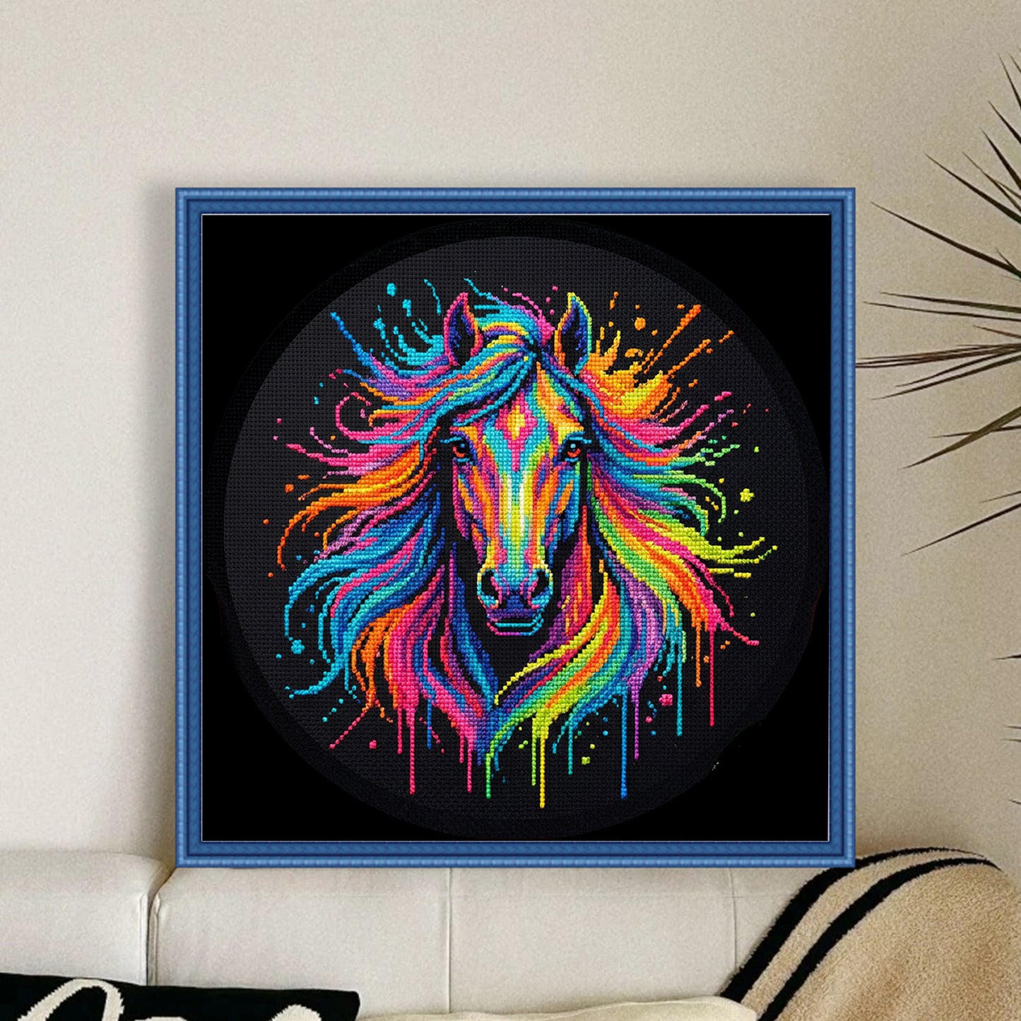 Colorful Splash Horse - Full 14CT Counted Cross Stitch 30x30CM - Yishu
