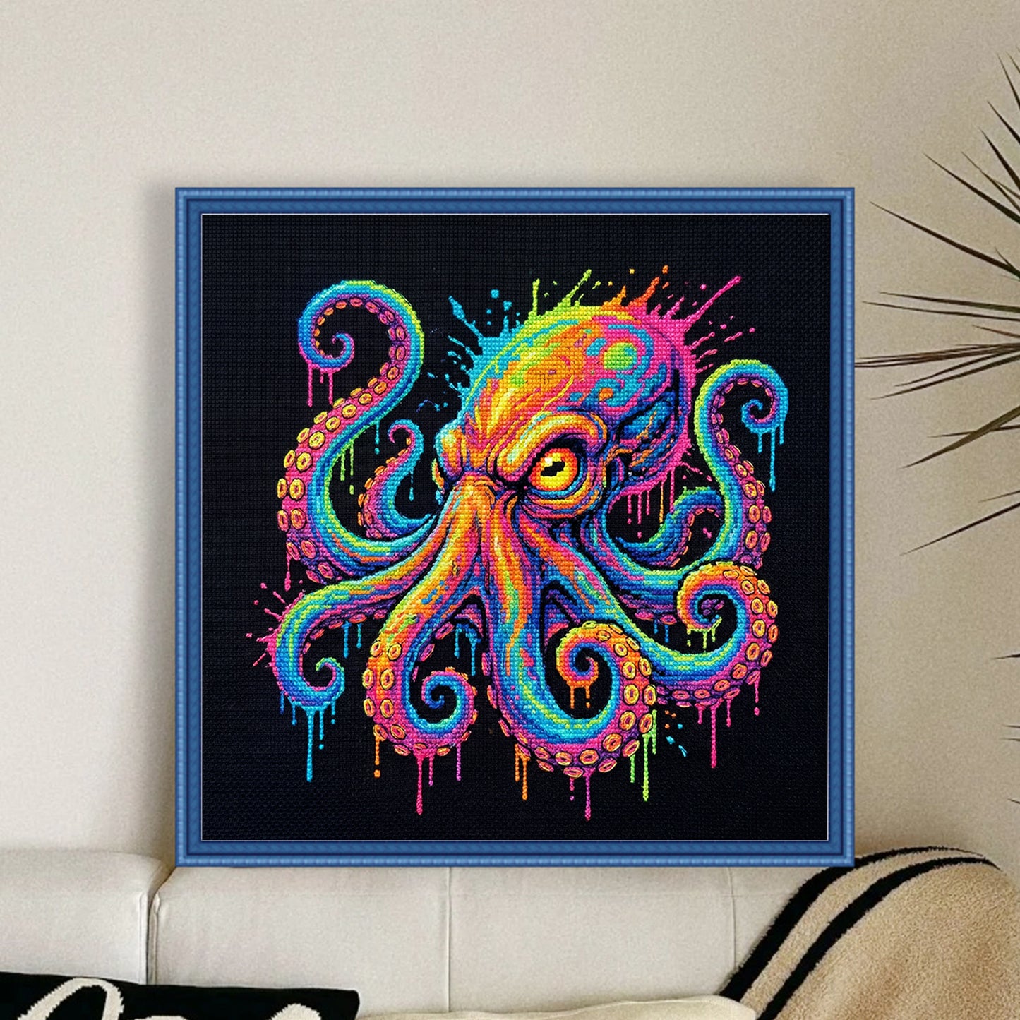 Colorful Splash Octopus - Full 14CT Counted Cross Stitch 30x30CM - Yishu