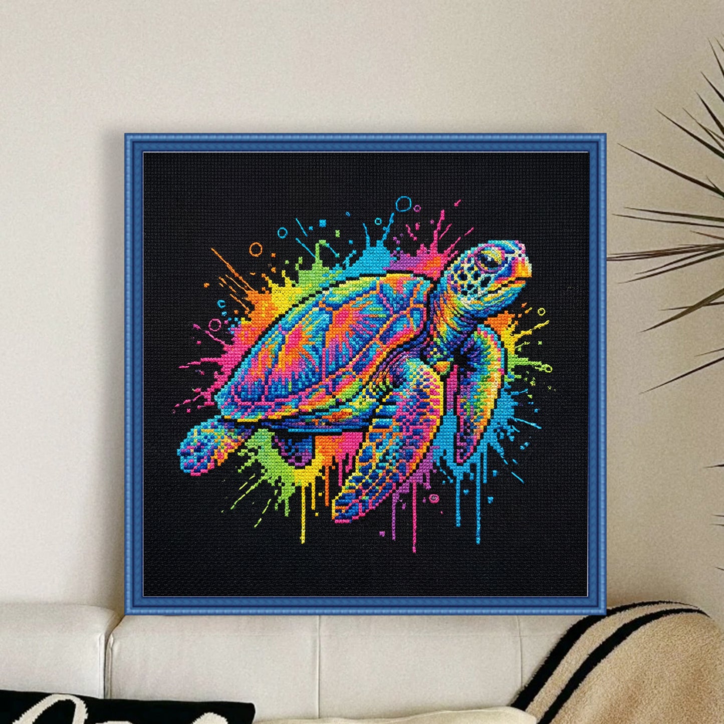 Colorful Splash Turtle - Full 14CT Counted Cross Stitch 30x30CM - Yishu