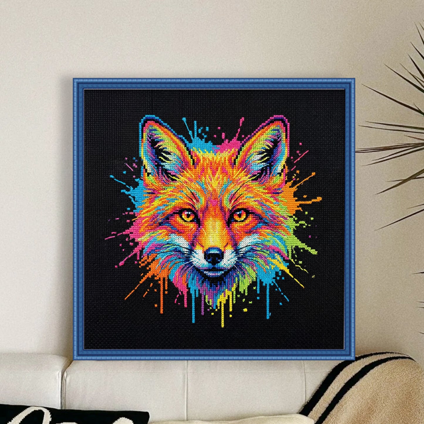 Colorful Splash Vulpine - Full 14CT Counted Cross Stitch 30x30CM - Yishu