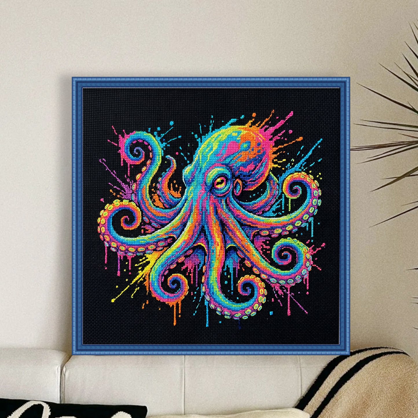 Colorful Splash Octopus - Full 14CT Counted Cross Stitch 30x30CM - Yishu