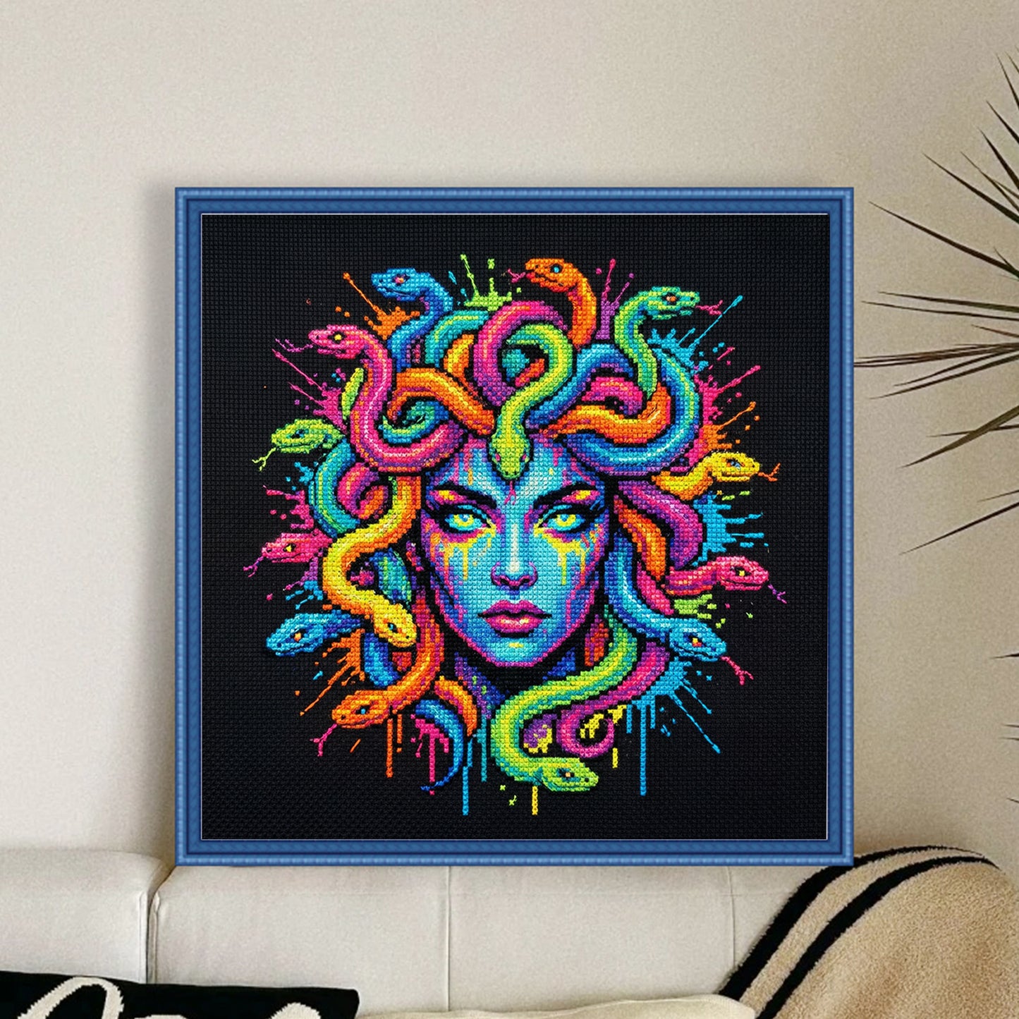 Colorful Splash Medusa - Full 14CT Counted Cross Stitch 30x30CM - Yishu