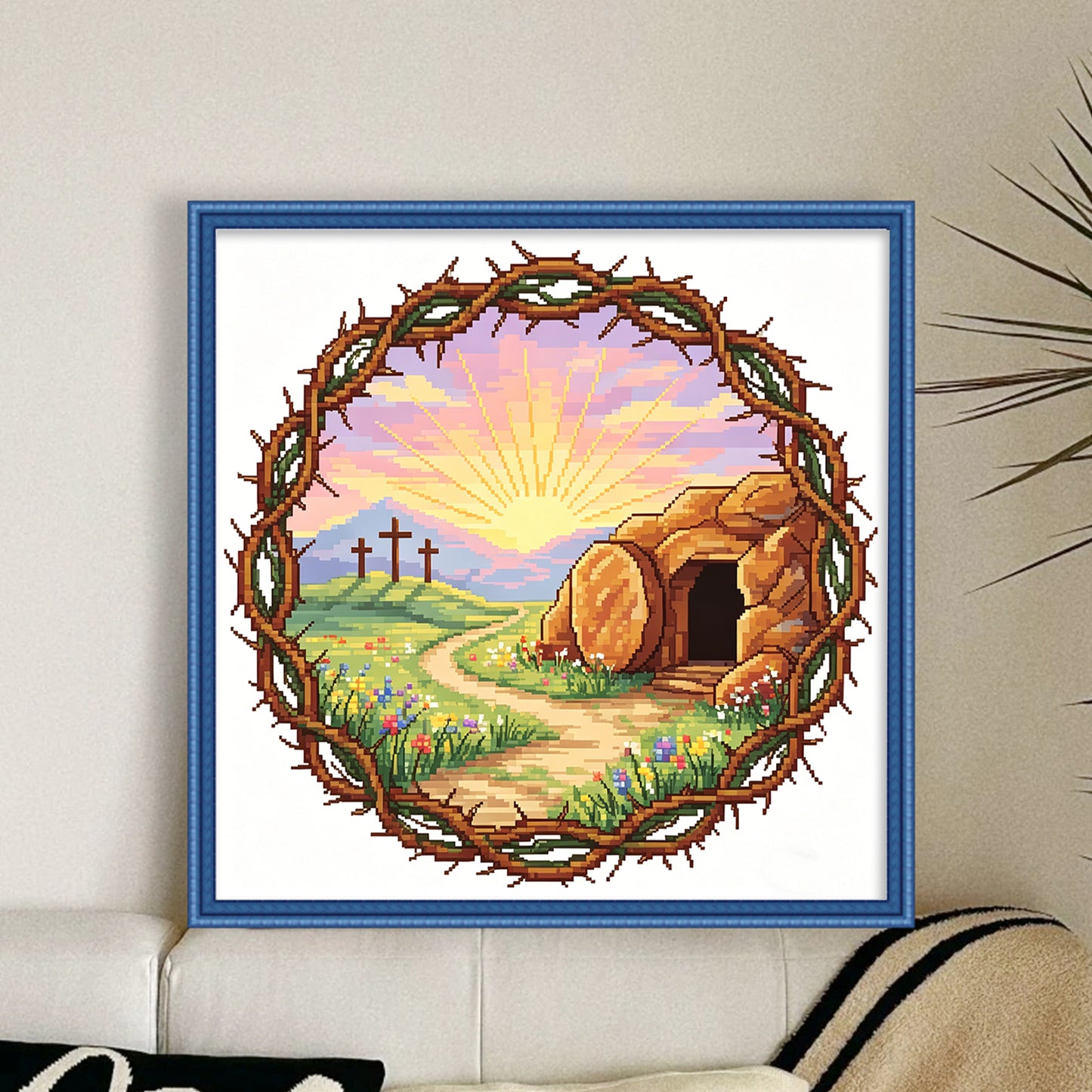 Thorn Scenery - Full 14CT Stamped Cross Stitch 30x30CM - Huacan