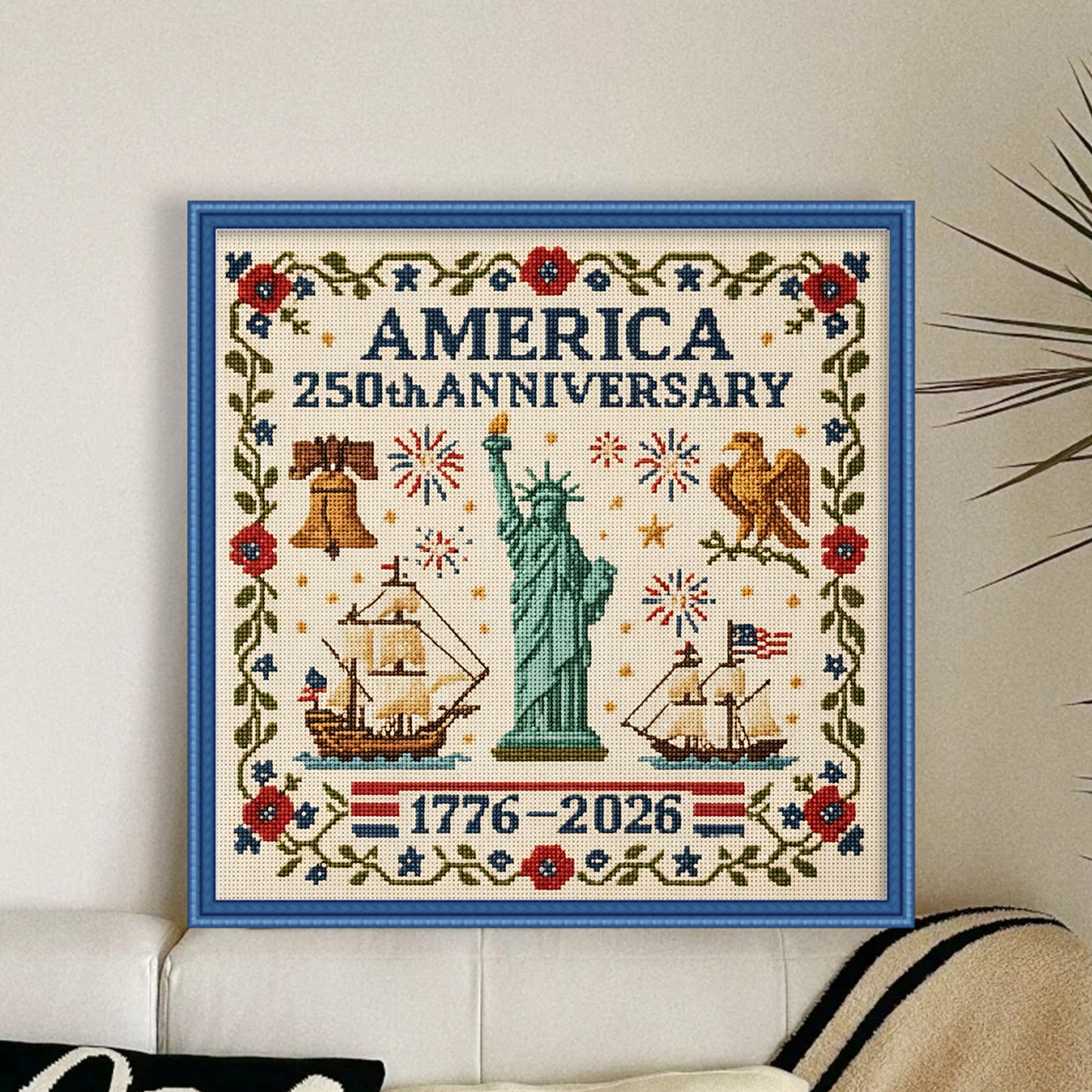 Independence Day - Full 18CT Stamped Cross Stitch 30x30CM - Huacan