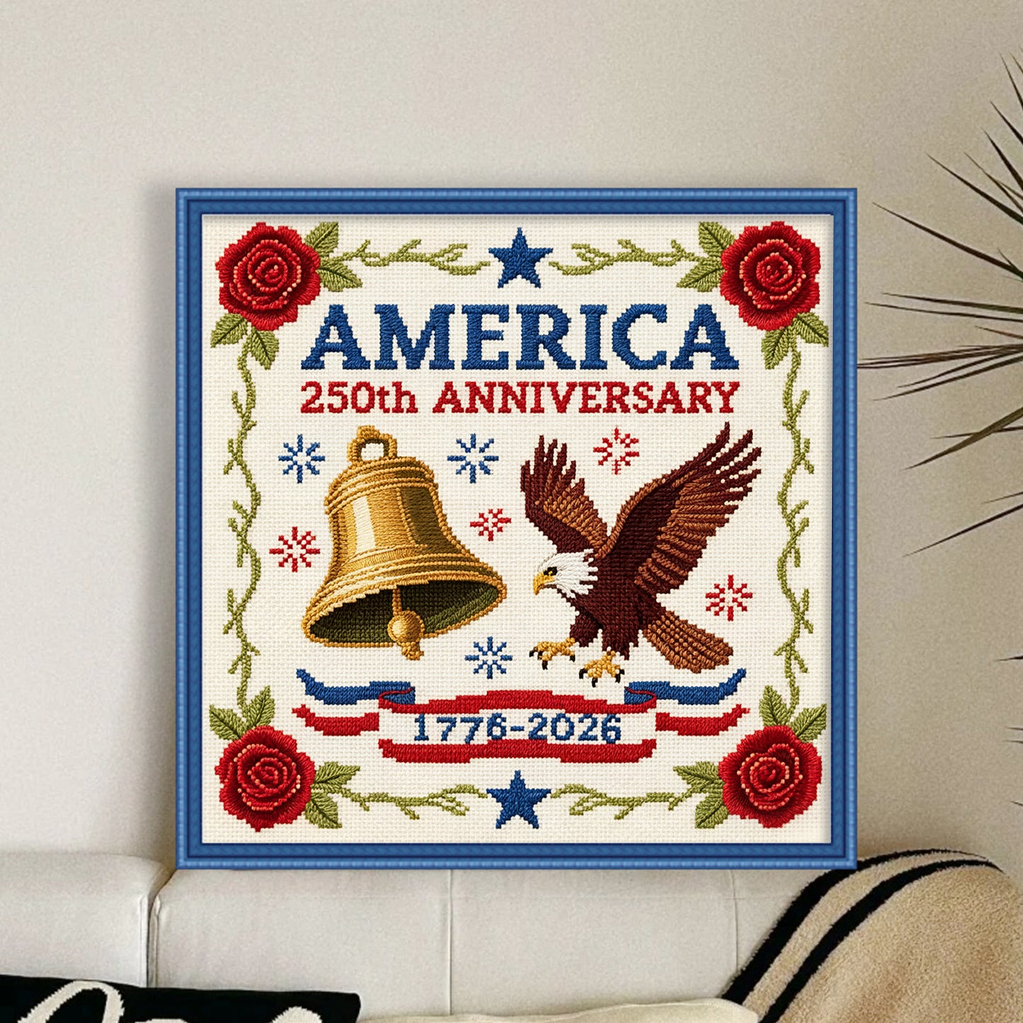 Independence Day - Full 18CT Stamped Cross Stitch 30x30CM - Huacan
