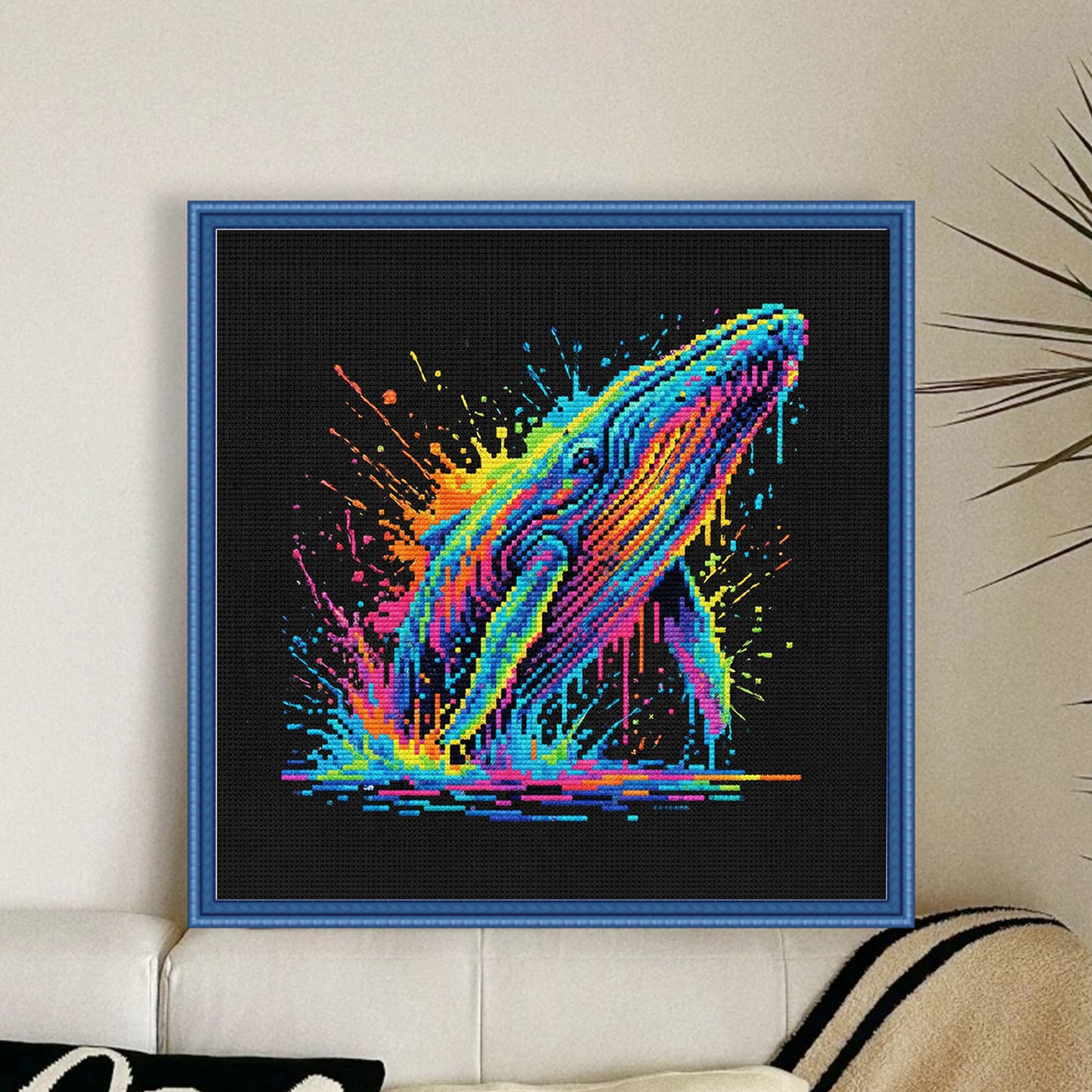 Whale - Full 14CT Stamped Cross Stitch 30x30CM - Huacan