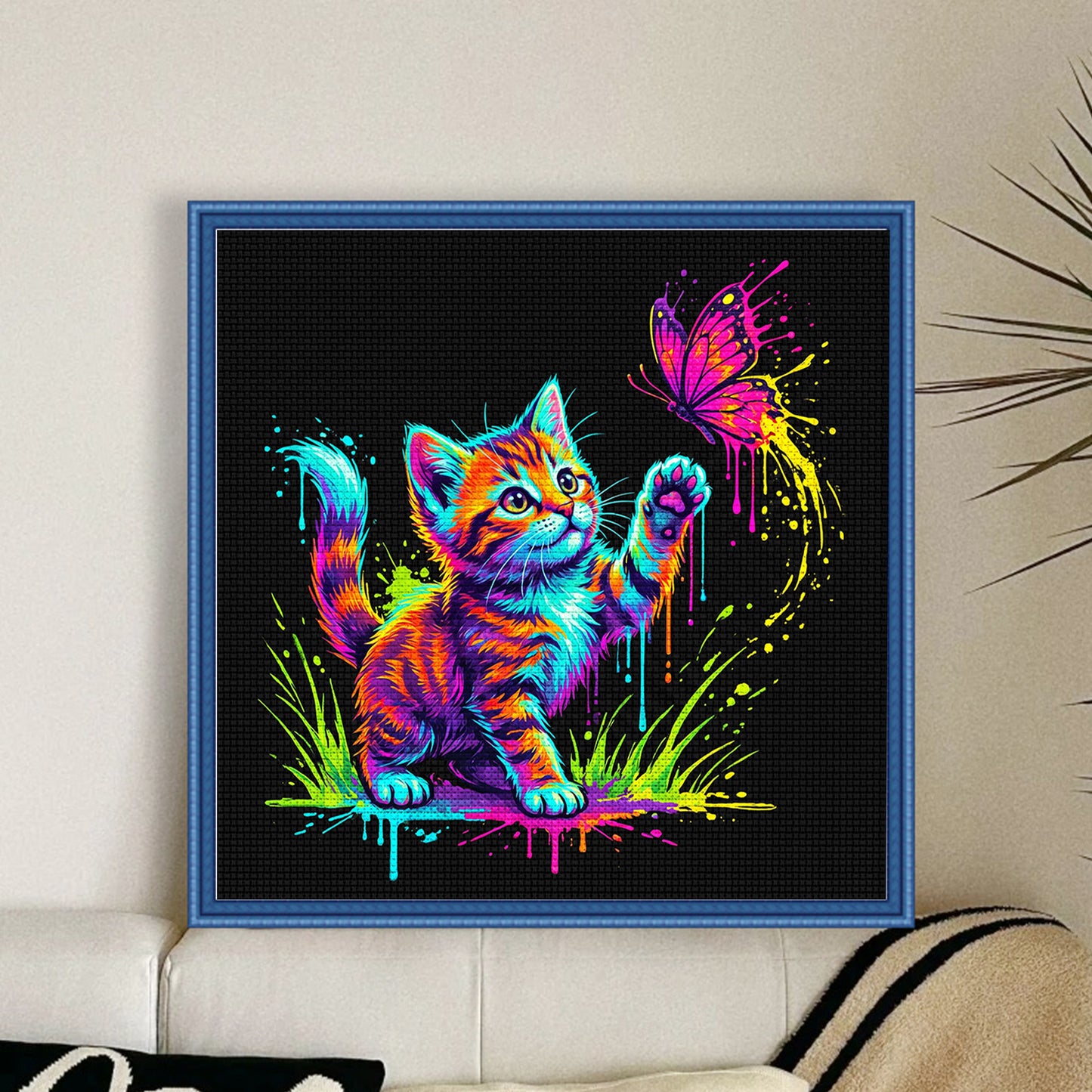 Kitten Glow - Full 14CT Stamped Cross Stitch 30x30CM - Huacan