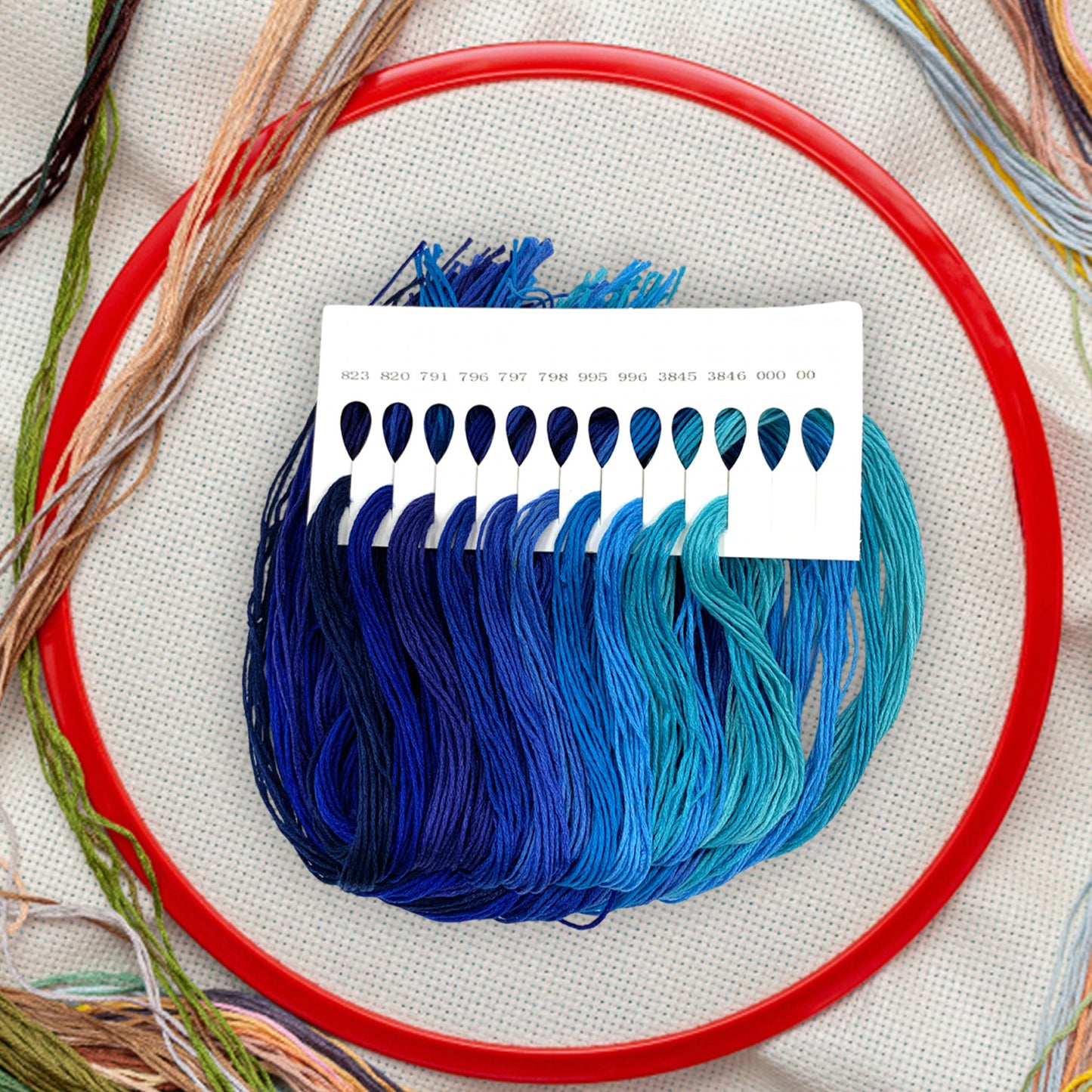 Friendship Bracelet String 6-Strand 120m Long DIY Hand Embroidery Threads Gradient Color Design for Bracelet DIY Crafts Sewing Embroidery Supplies (Blue Color Series)