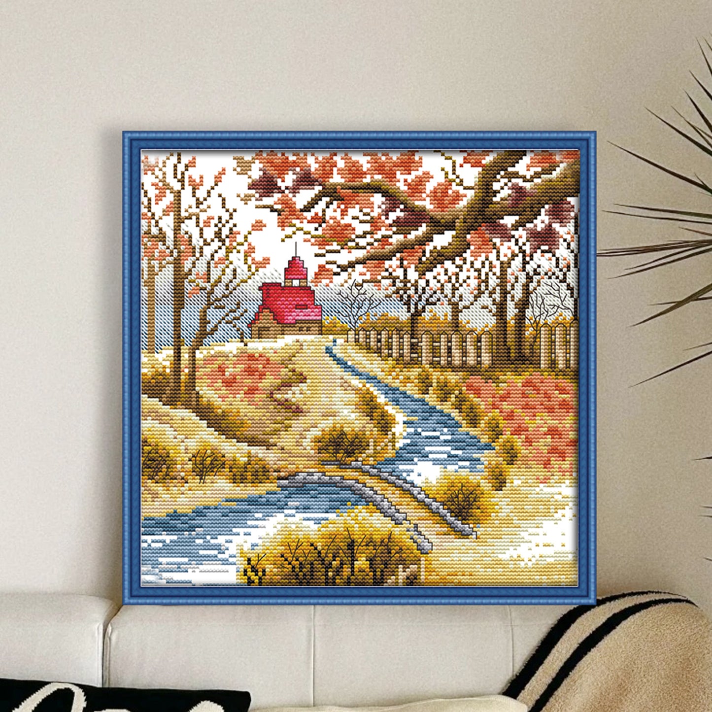 Autumn - Partial 14CT Stamped Cross Stitch 29x29CM - Joy Sunday Backstitch+Half Cross Stitch