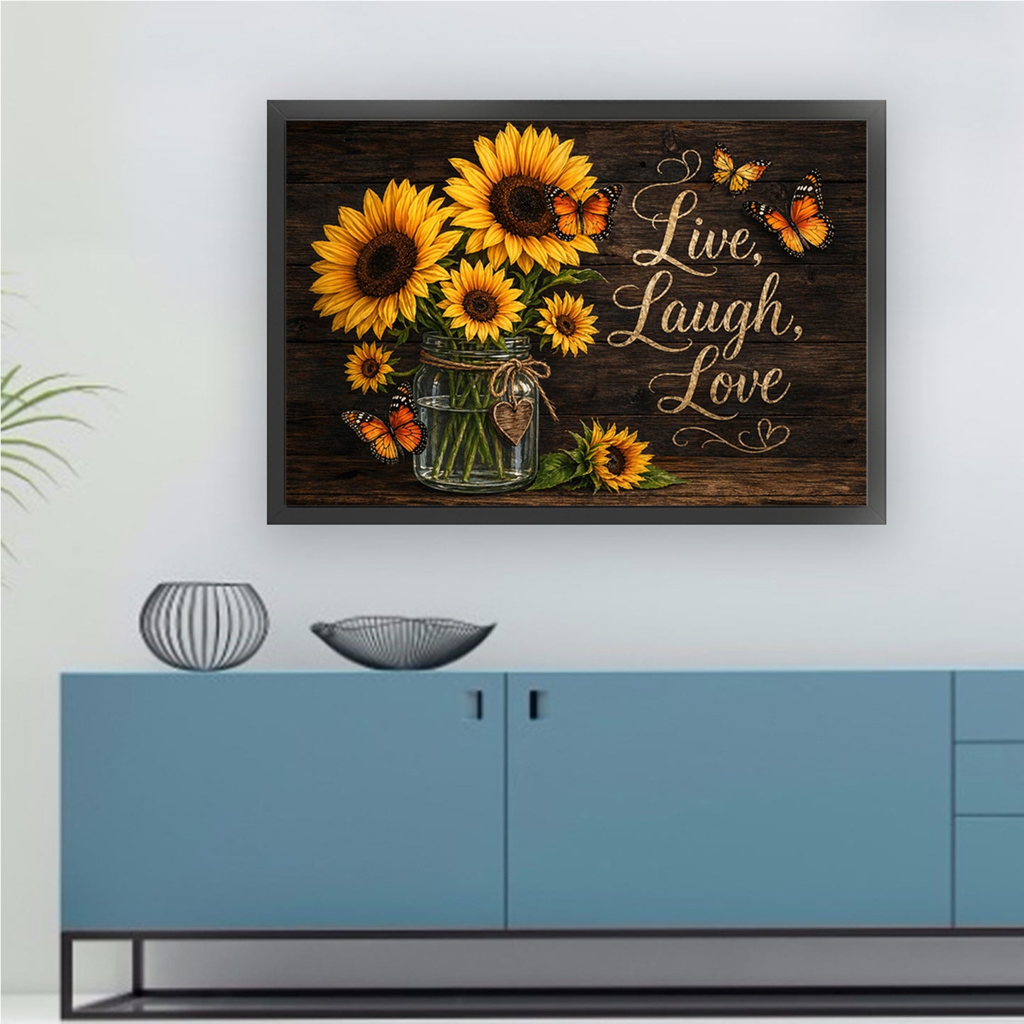 Sunflower Vase With Proverbs - Full 11CT Stamped Cross Stitch 60x40CM - Huacan