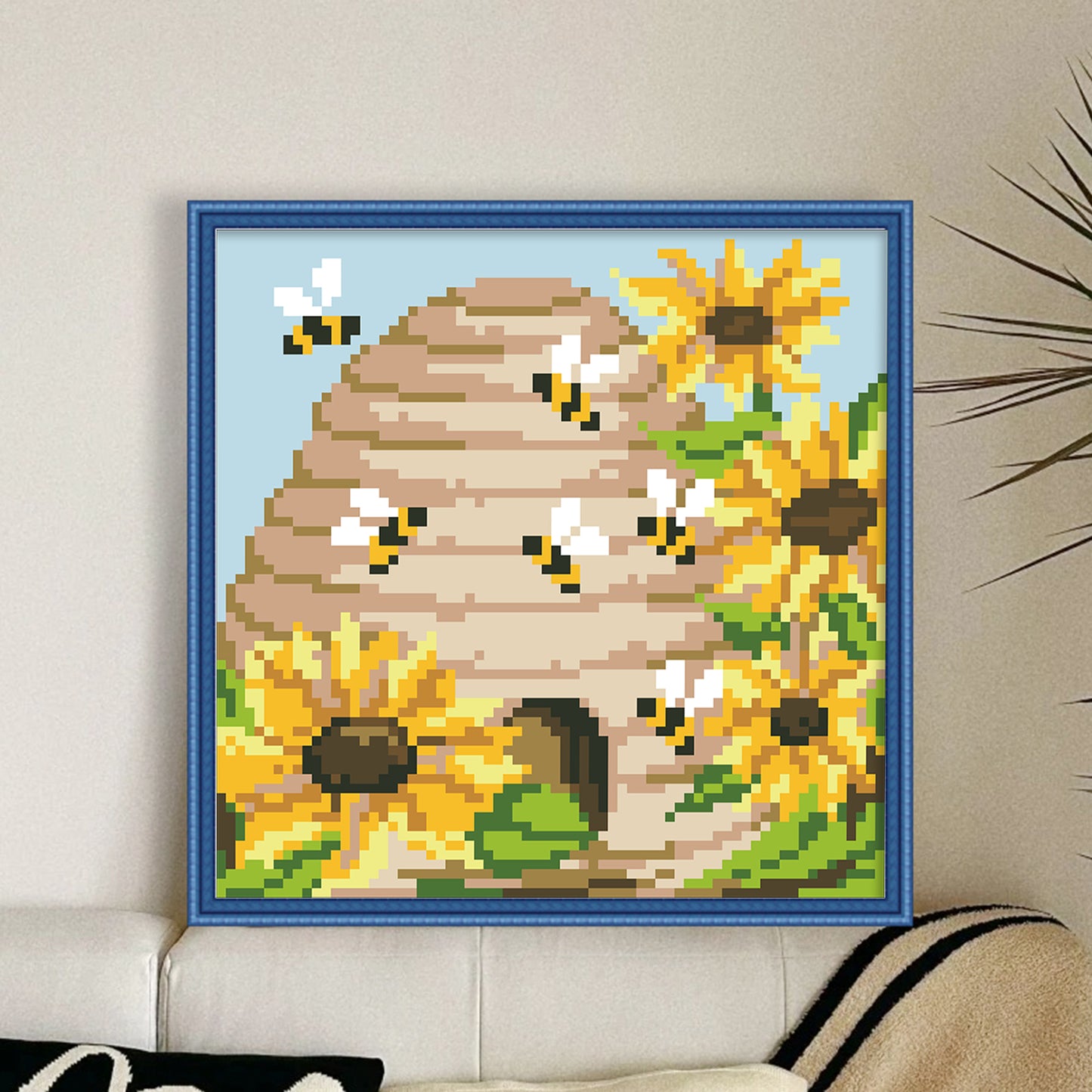 Beehive - Full 9CT Stamped Cross Stitch - Bead Embroidery 20x20CM/7.87x7.87in