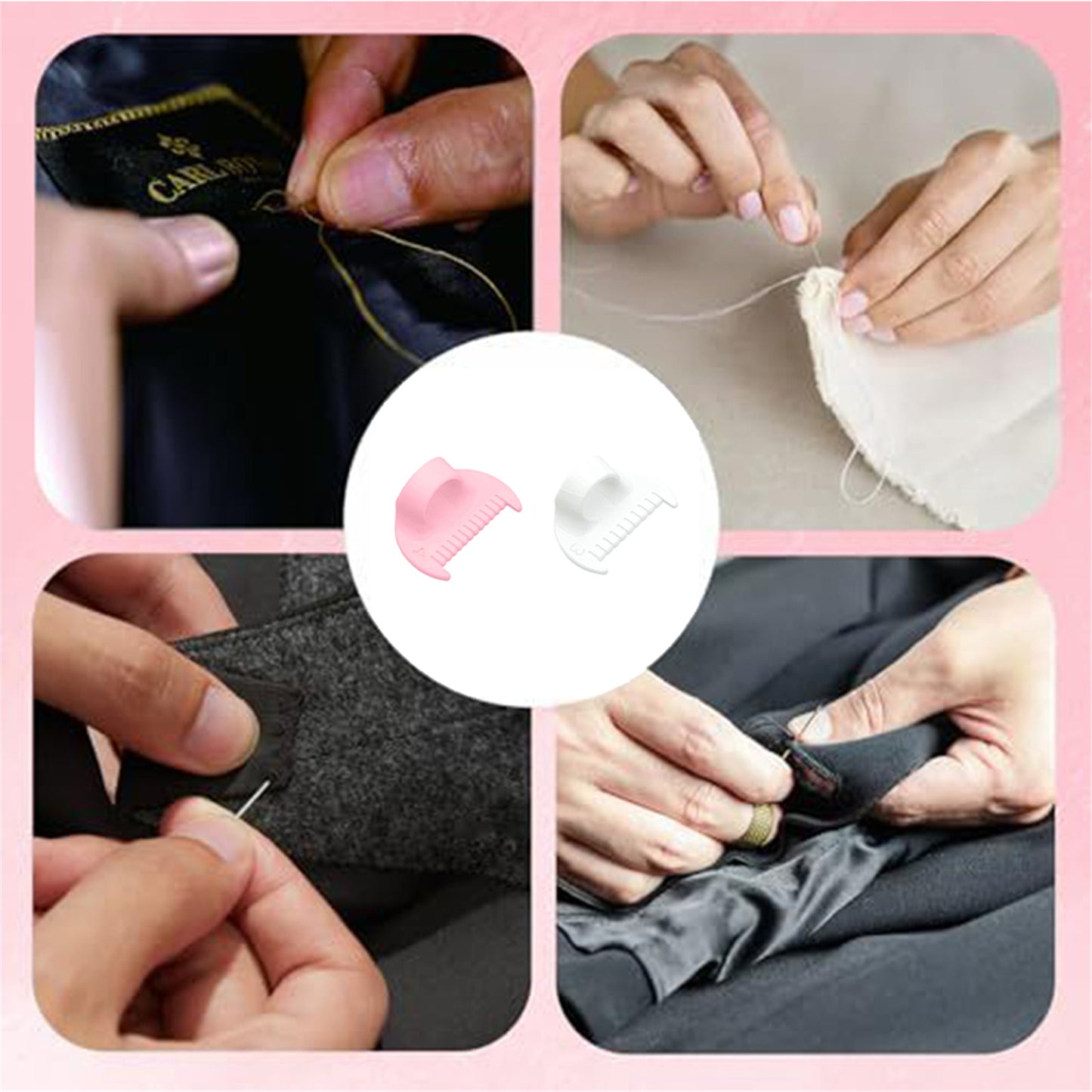 2Pcs Sewing Ruler Sewing Gauge 3mm/4mm Edge Sewing Lockranding Tool Quilting Templates for Hand Sewing Quilting Hemming & Crafts (white pink)