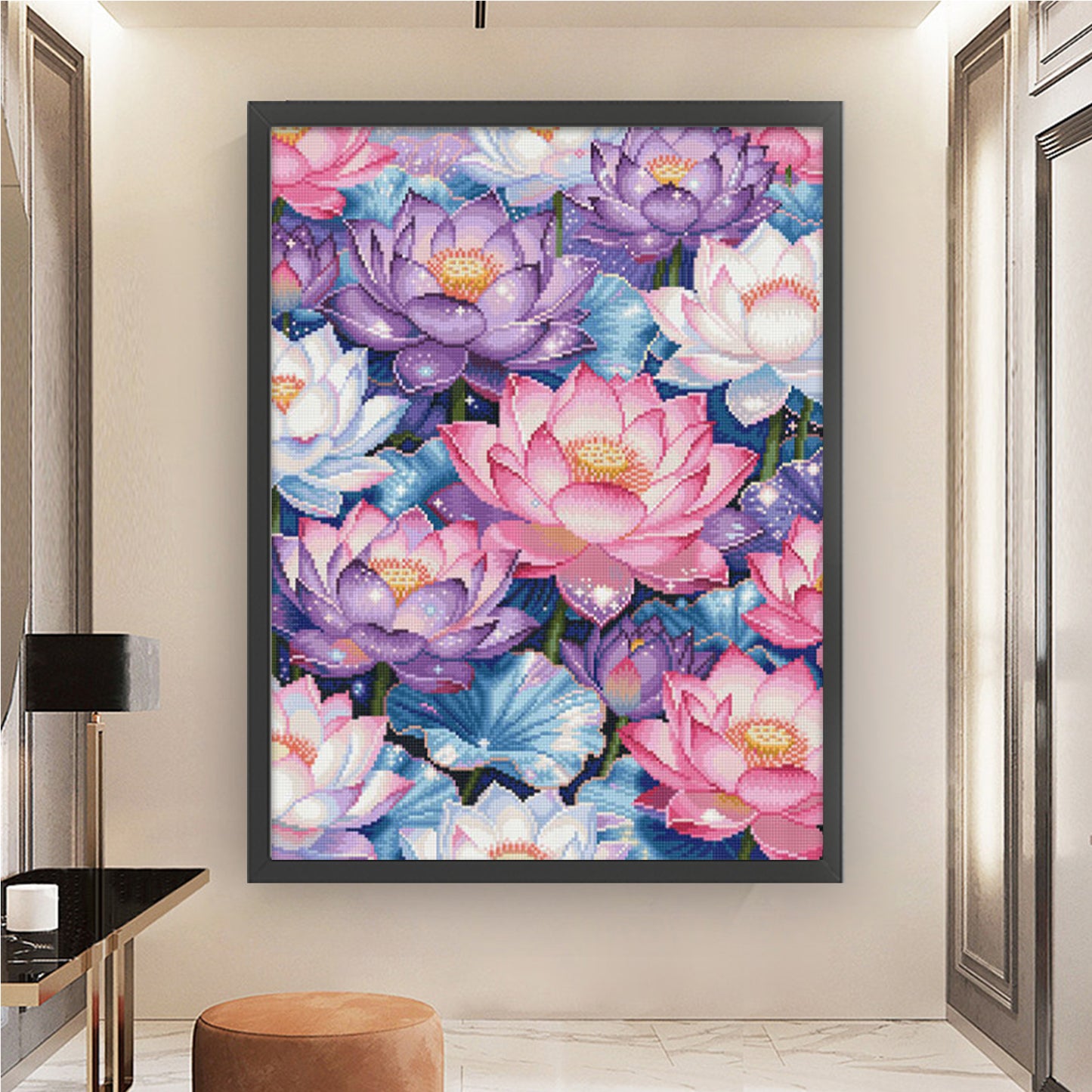 Dreamy Lotus - Full 11CT Stamped Cross Stitch 50x63CM - Mona Lisa