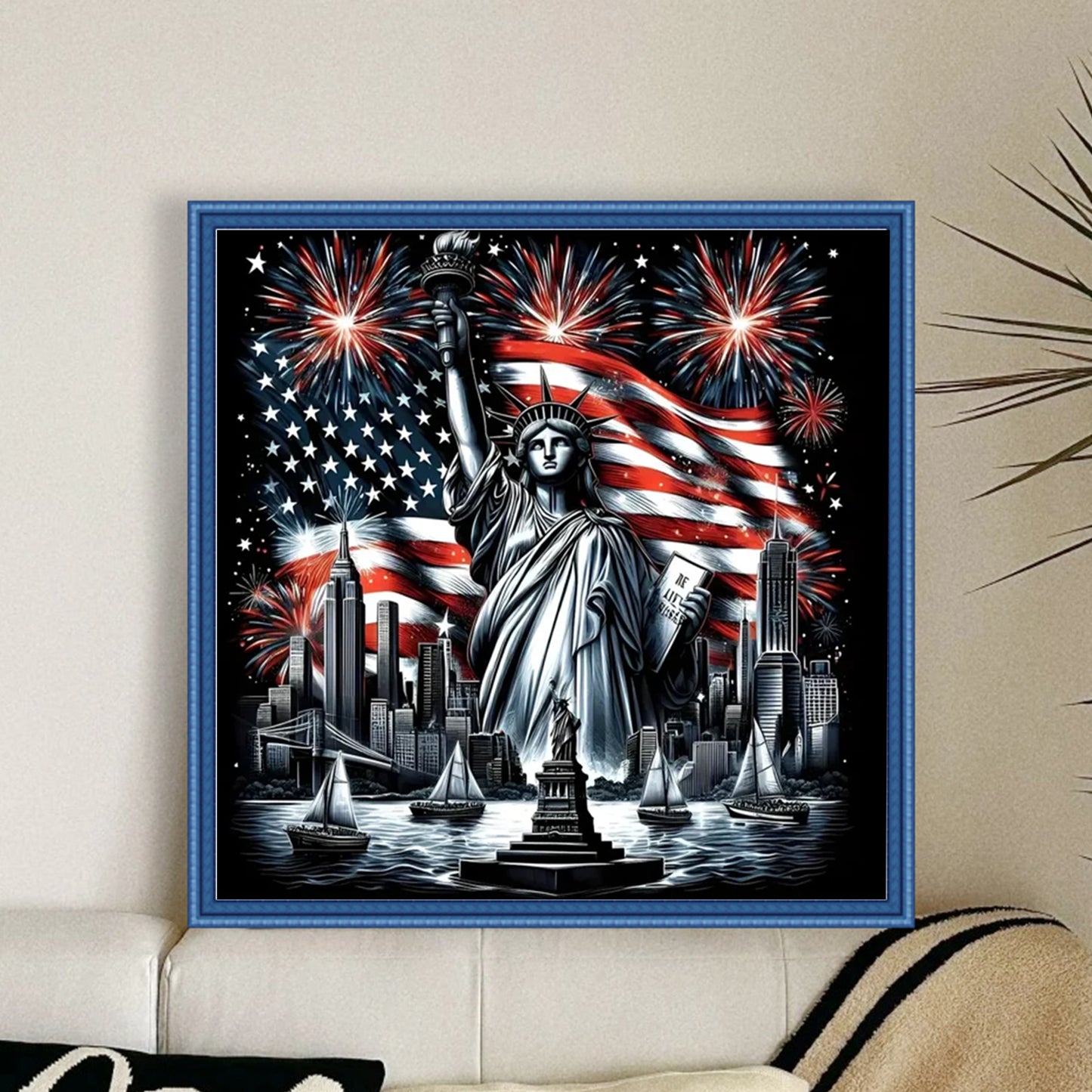 Independence Day - Full 11CT Stamped Cross Stitch 40x40CM - Huacan