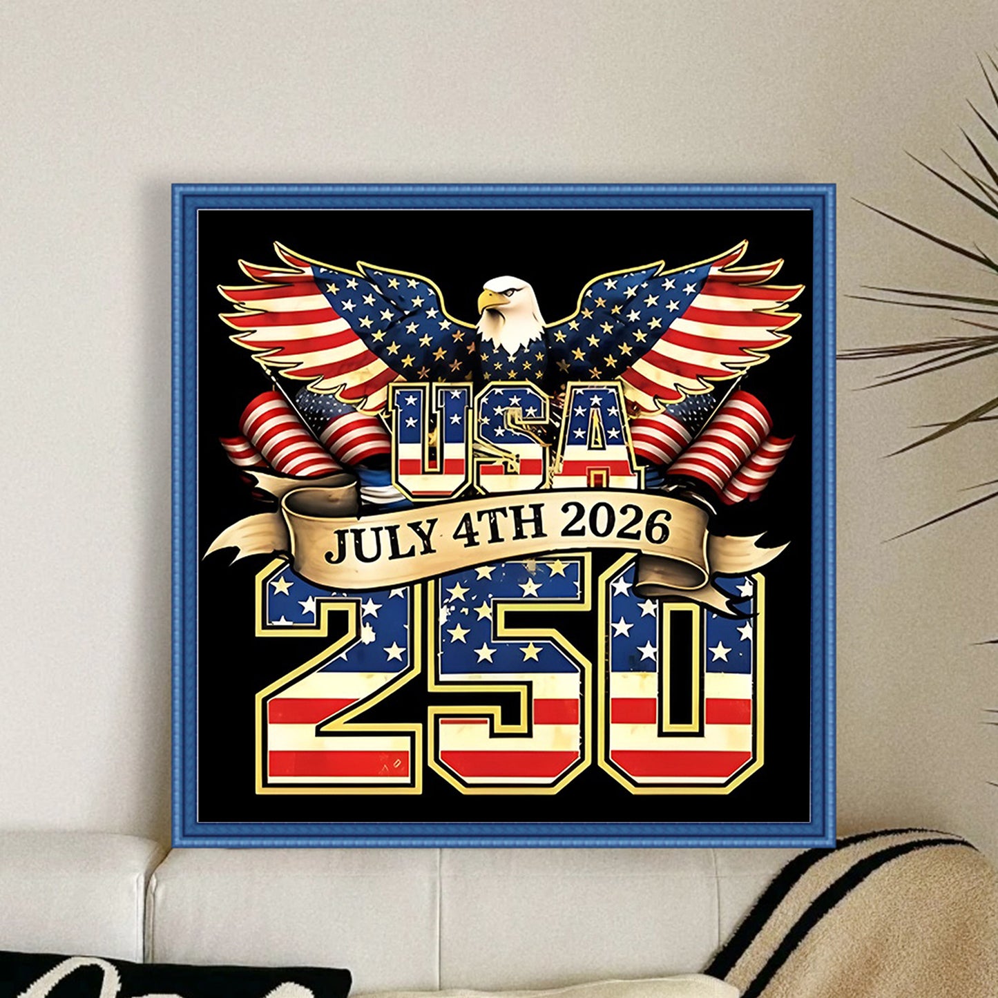 Independence Day - Full 11CT Stamped Cross Stitch 40x40CM - Huacan