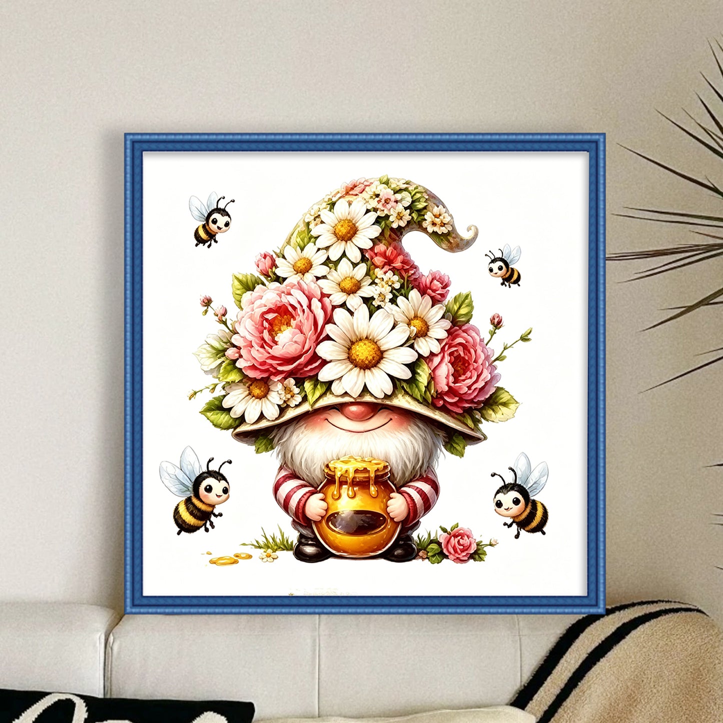Flower Gnome - Full 14CT Stamped Cross Stitch 30x30CM - Huacan