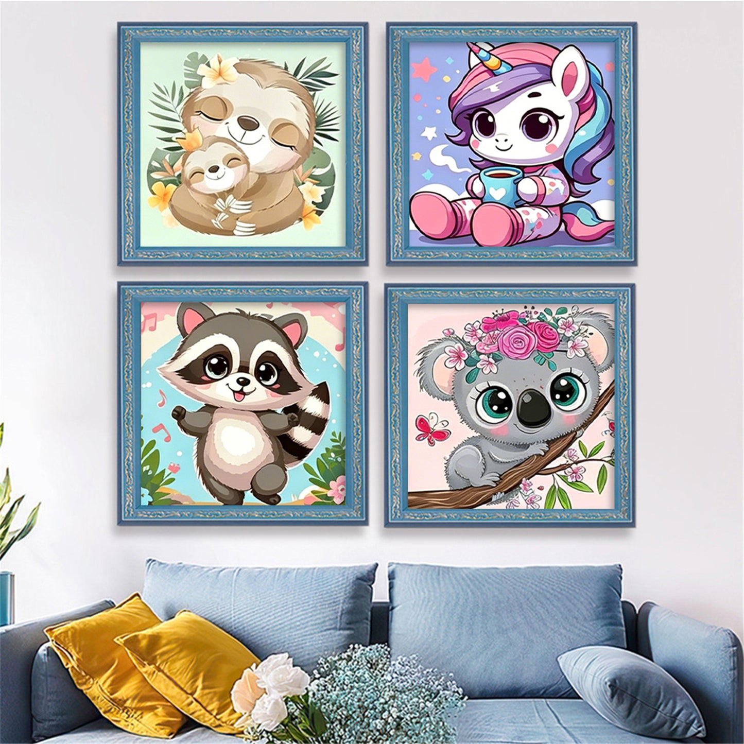 Floral Animals - Full 11CT Stamped Cross Stitch 15x15CM - Huacan