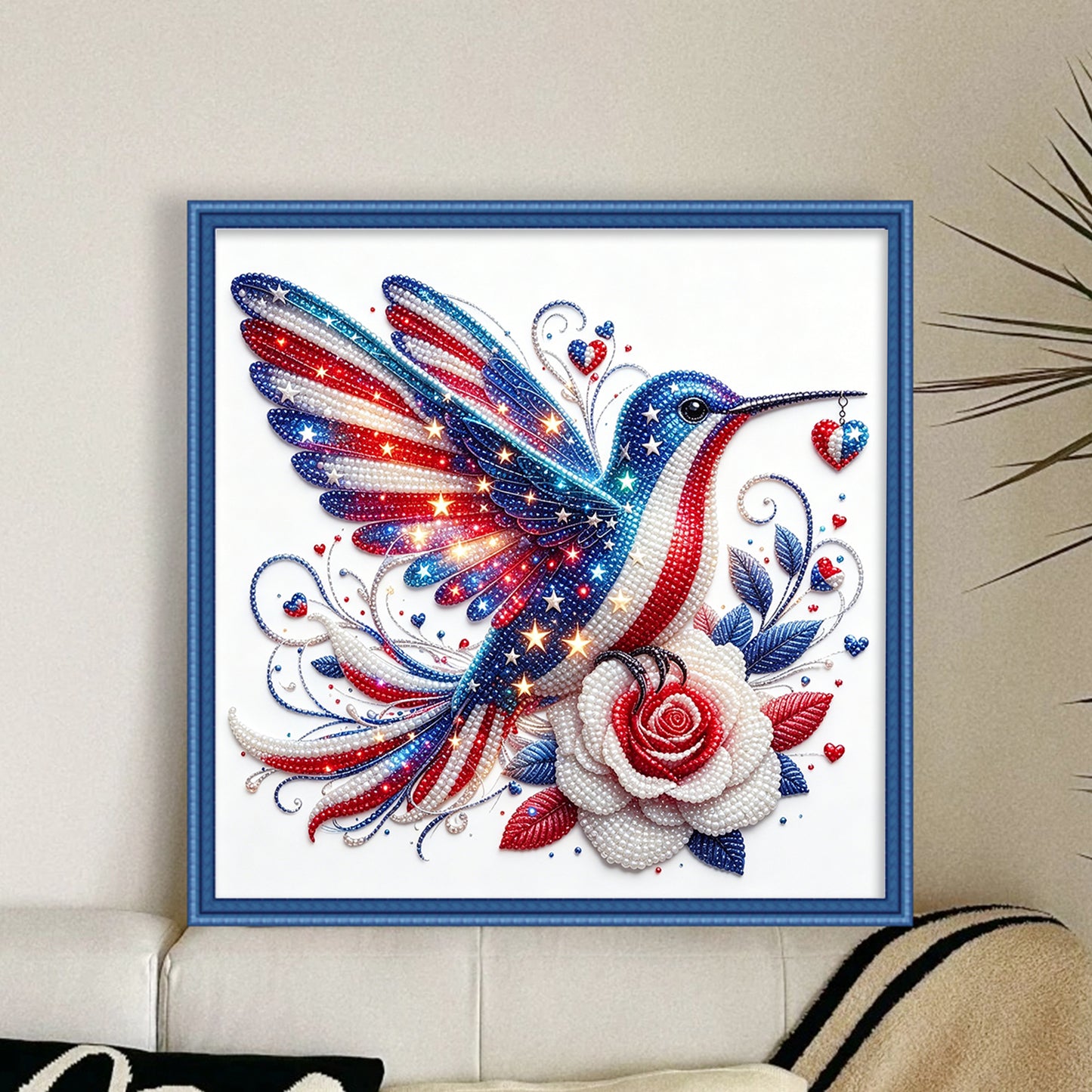 Independence Day - Partial 11CT Stamped Cross Stitch - Bead Embroidery 36x36CM/14.17x14.17in