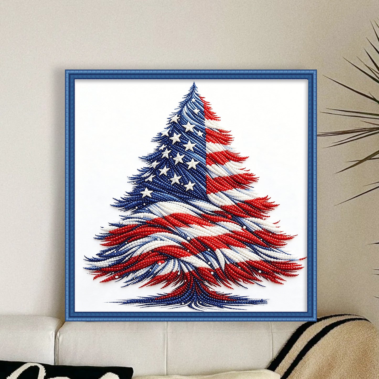 Independence Day - Partial 11CT Stamped Cross Stitch - Bead Embroidery 36x36CM/14.17x14.17in