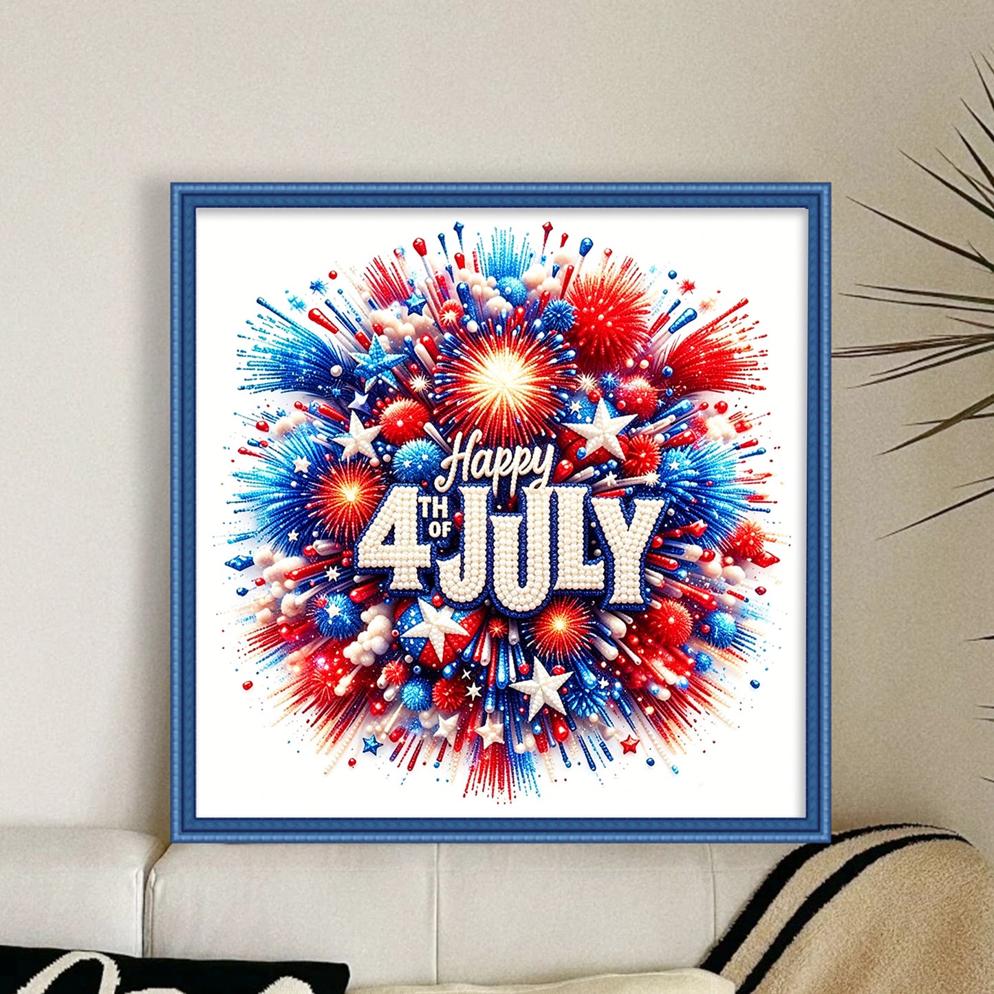 Independence Day - Partial 11CT Stamped Cross Stitch - Bead Embroidery 36x36CM/14.17x14.17in