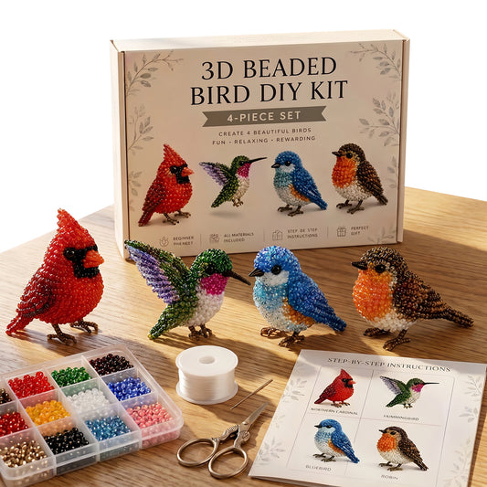 Backyard Birds DIY 3D Animals Bead Embroidery Kits Complete Accessories Cute Bead Craft Animal Set for Crafting Enthusiasts Girls Women Teens Adults