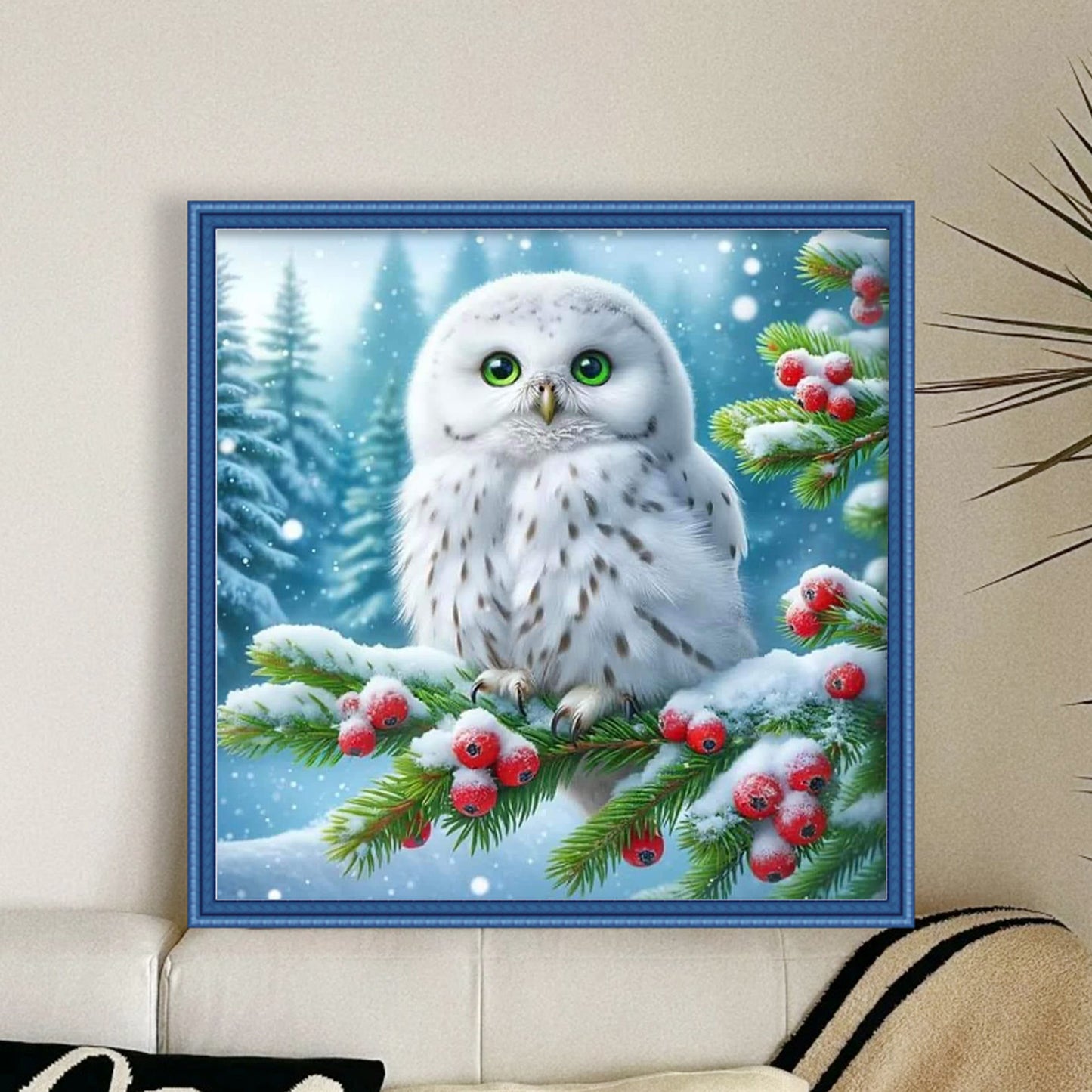 Snowy Owl - Full 11CT Stamped Cross Stitch 40x40CM - Yishu